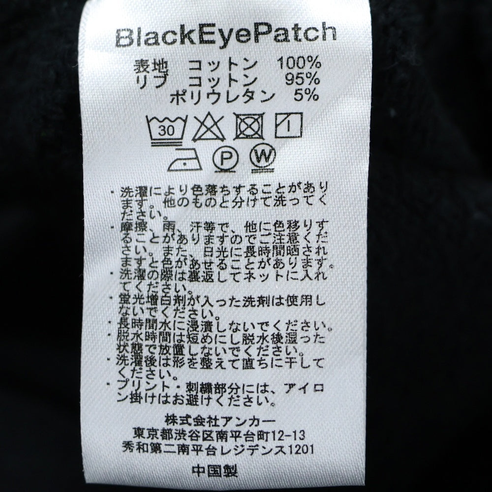 THE BLACK EYE PATCH(ブラックアイパッチ) DOLLAR BAND HALF ZIP SWEAT ロゴ刺繍 ハーフジップ スウェットトレーナー ブラック BEPFW23TP07