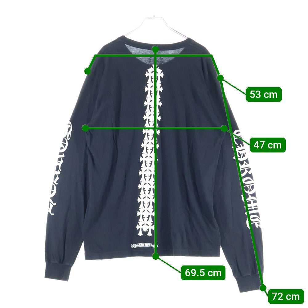 CHROME HEARTS(クロムハーツ) L/S TEE PLV セメタリークロスプリント クルーネック ロングスリーブTシャツカットソー ブラック