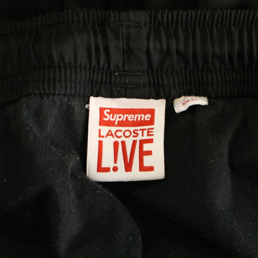 SUPREME(シュプリーム) ×LACOSTE ロゴ刺繍 ナイロンパンンツ ブラック