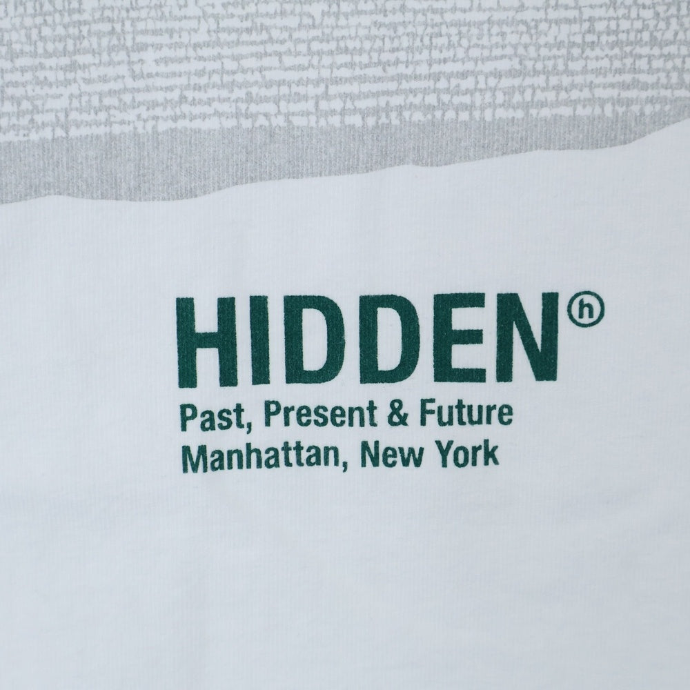 HIDDEN NY(ヒドゥン ニューヨーク) 両面プリント クルーネック半袖Tシャツ ホワイト
