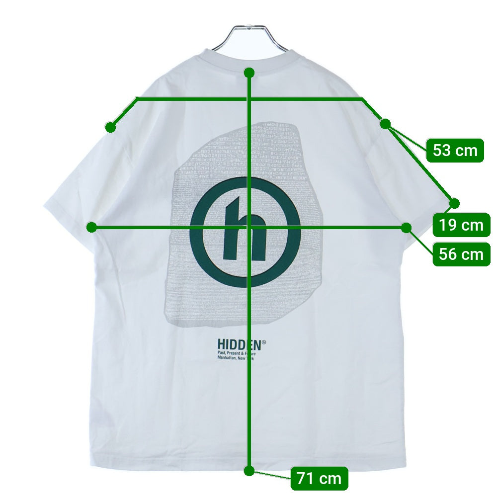 HIDDEN NY(ヒドゥン ニューヨーク) 両面プリント クルーネック半袖Tシャツ ホワイト
