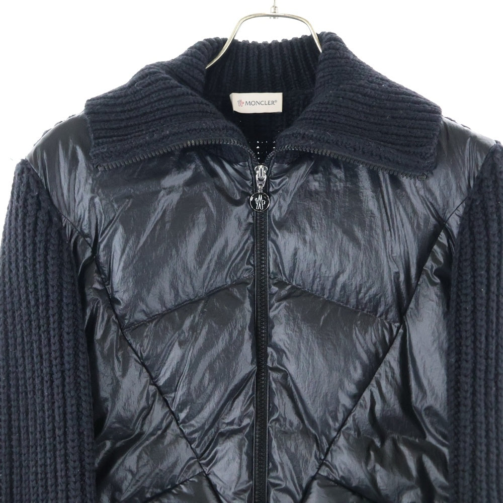 MONCLER(モンクレール) CARDIGAN TRICOT アームロゴパッチ ハイブリッドダウンニット ジャケット カーディガン ブラック レディース I20939B00016 M2089