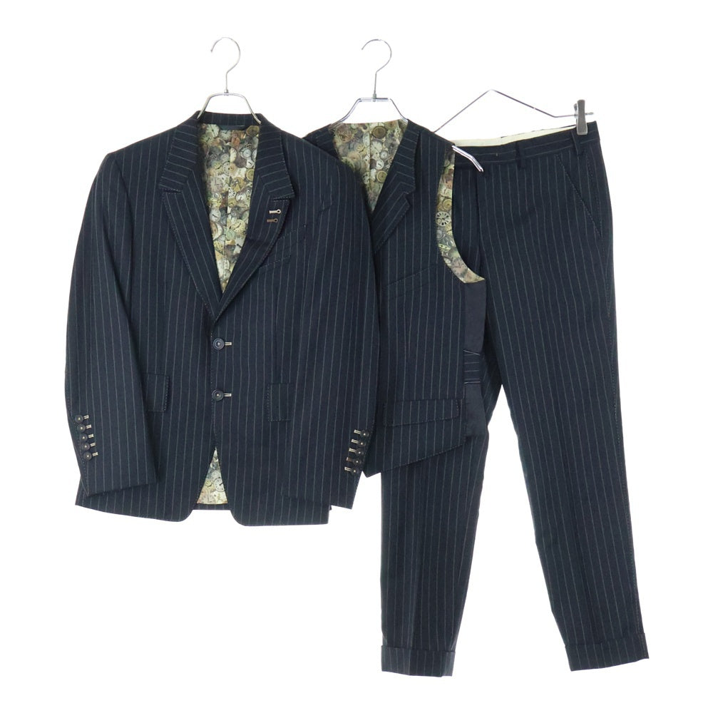 Paul Smith(ポールスミス) セットアップ ストライプ柄 テーラードジャケット ベスト スラックスパンツ スーツ 22919 ブラック
