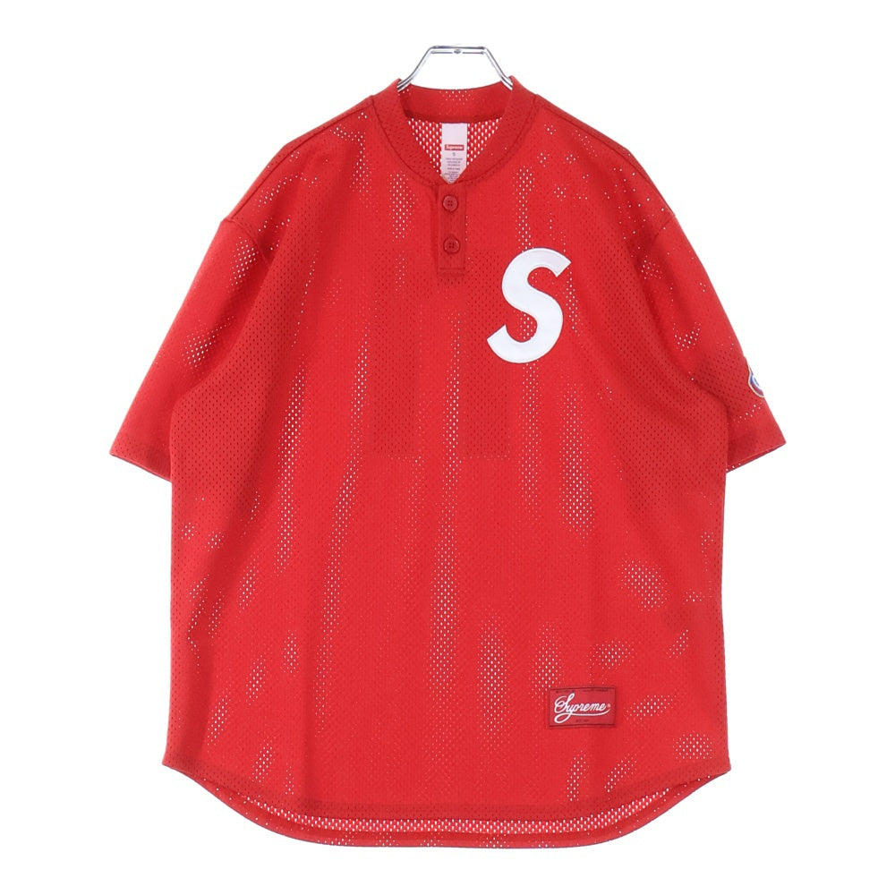 SUPREME(シュプリーム) 24AW S Logo Baseball Henley エスロゴ ベースボール メッシュTシャツ レッド
