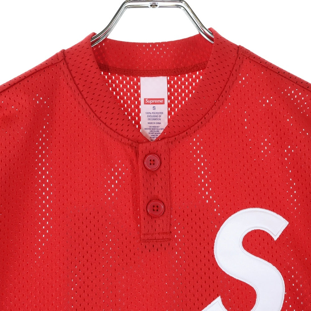 SUPREME(シュプリーム) 24AW S Logo Baseball Henley エスロゴ ベースボール メッシュTシャツ レッド