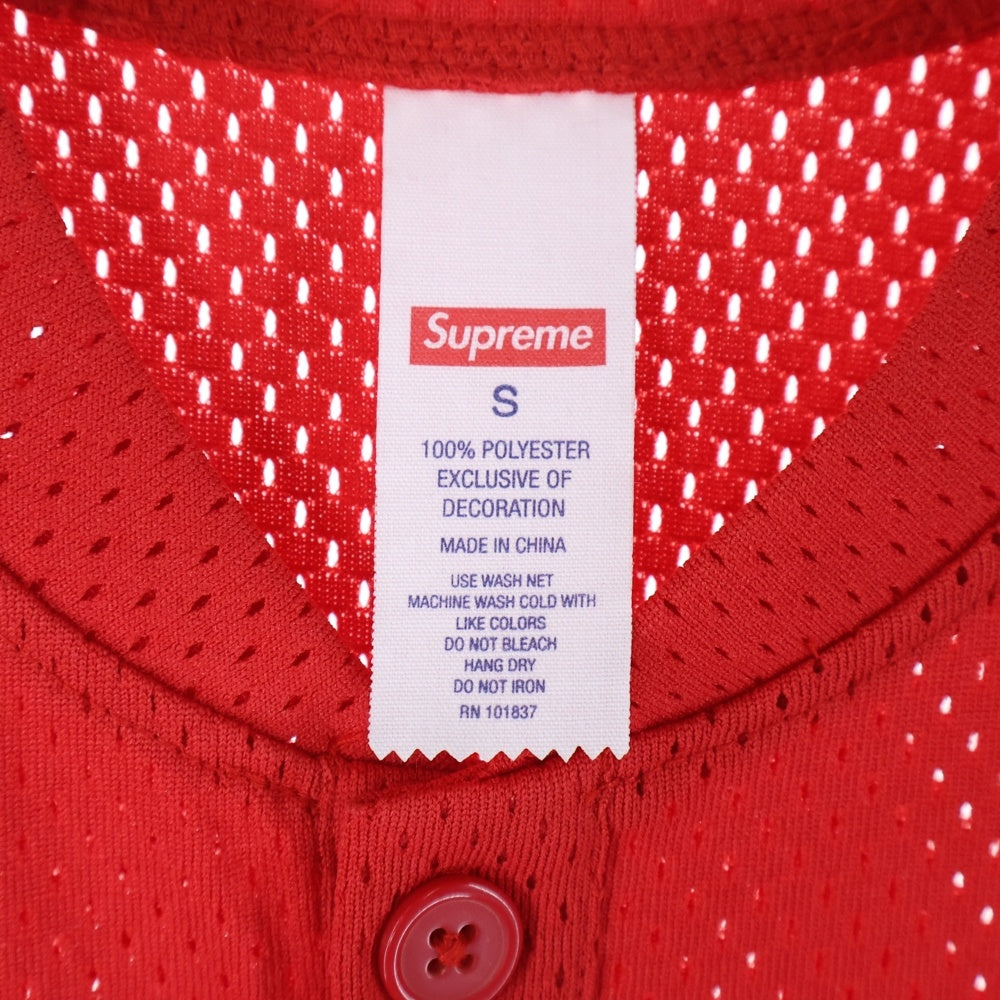 SUPREME(シュプリーム) 24AW S Logo Baseball Henley エスロゴ ベースボール メッシュTシャツ レッド