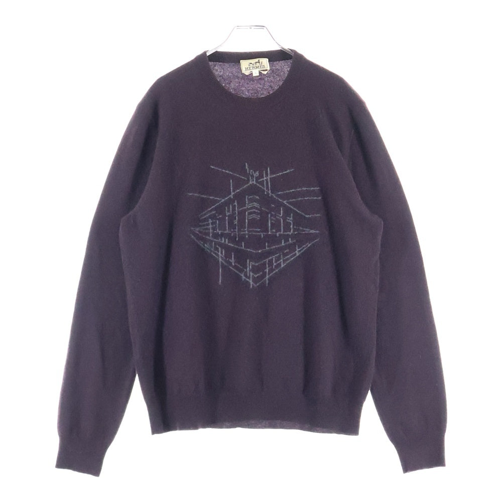 HERMES(エルメス) 15SS カシミヤ フロントデザイン クルーネックニットセーター ブラウン