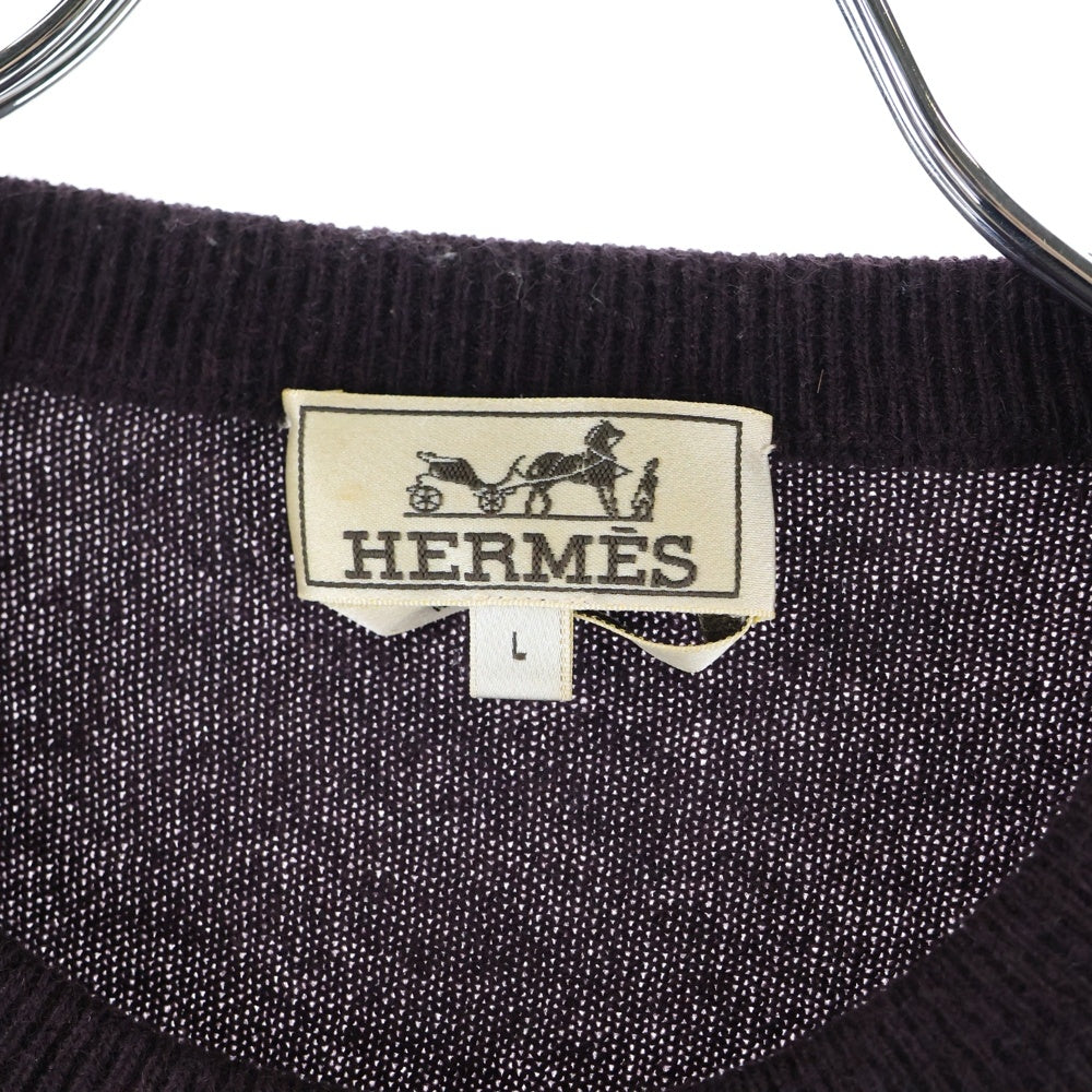 HERMES(エルメス) 15SS カシミヤ フロントデザイン クルーネックニットセーター ブラウン