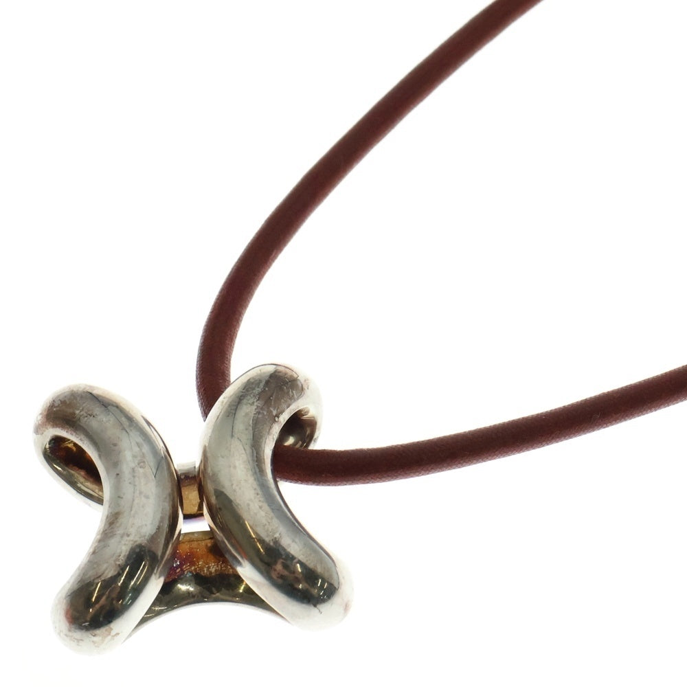HERMES(エルメス) リマGM レザーコード シルバーネックレス