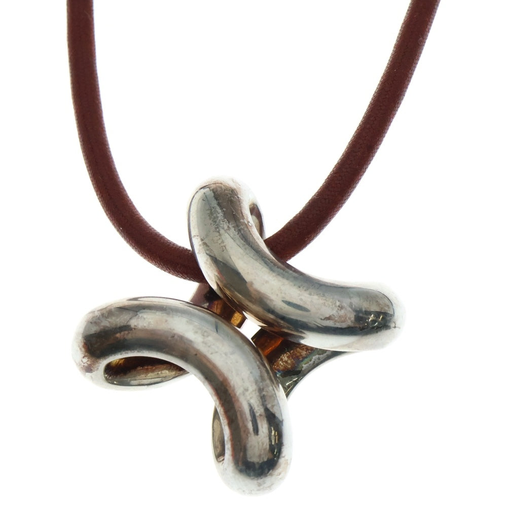 HERMES(エルメス) リマGM レザーコード シルバーネックレス