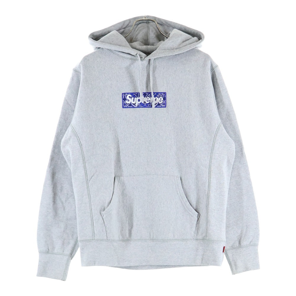 SUPREME(シュプリーム) 19AW Bandana Box Logo Hooded Sweatshirt バンダナボックスロゴ スウェットプルオーバーパーカー フーディー グレー