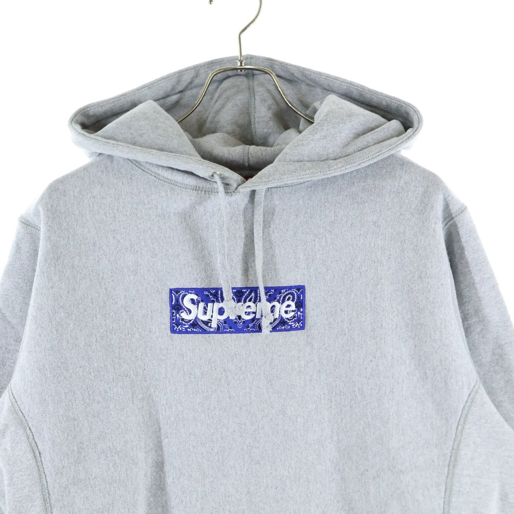 SUPREME(シュプリーム) 19AW Bandana Box Logo Hooded Sweatshirt バンダナボックスロゴ スウェットプルオーバーパーカー フーディー グレー