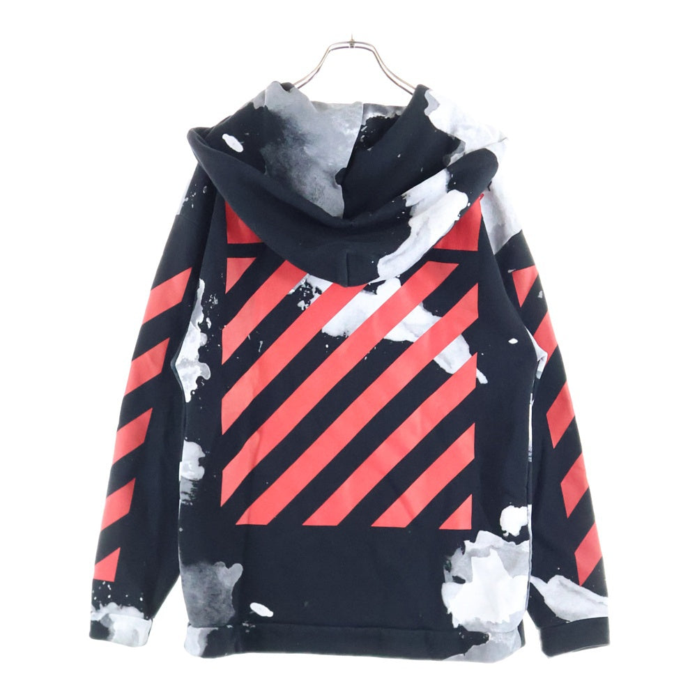 OFF-WHITE(オフホワイト) 16AW WHITE LIQUID SPOTS HOODIE ホワイトリキッドスポッツフーディー ジップアップ パーカー ブラック