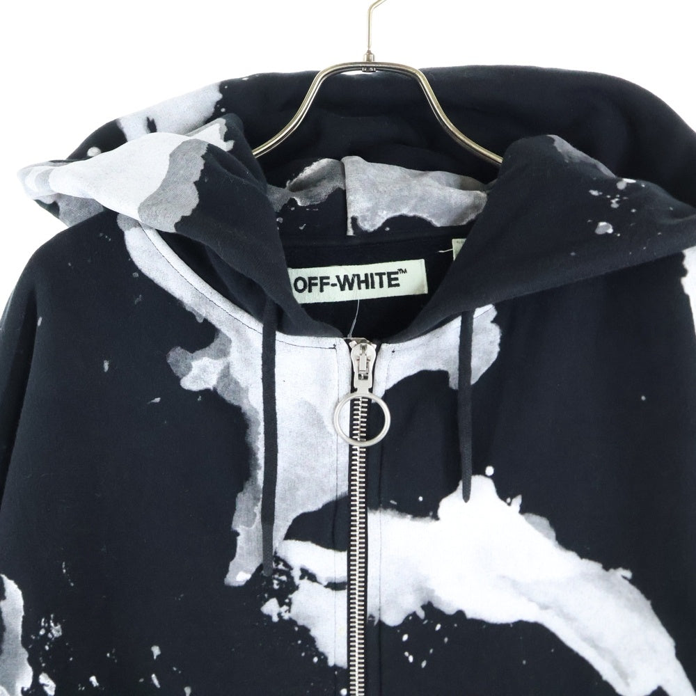 OFF-WHITE(オフホワイト) 16AW WHITE LIQUID SPOTS HOODIE ホワイトリキッドスポッツフーディー ジップアップ パーカー ブラック