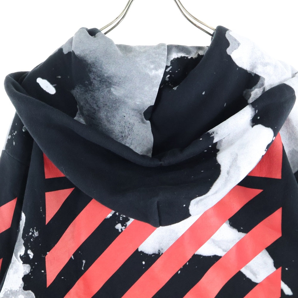 OFF-WHITE(オフホワイト) 16AW WHITE LIQUID SPOTS HOODIE ホワイトリキッドスポッツフーディー ジップアップ パーカー ブラック