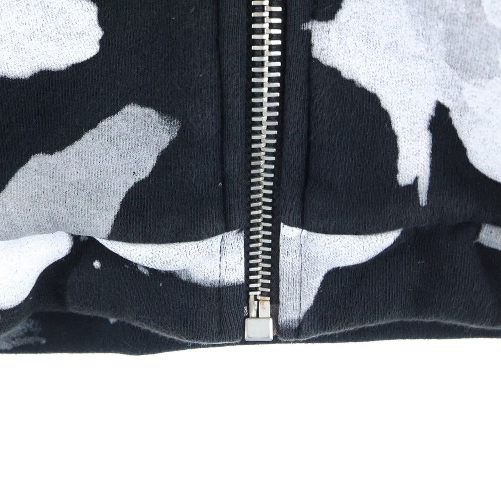OFF-WHITE(オフホワイト) 16AW WHITE LIQUID SPOTS HOODIE ホワイトリキッドスポッツフーディー ジップアップ パーカー ブラック