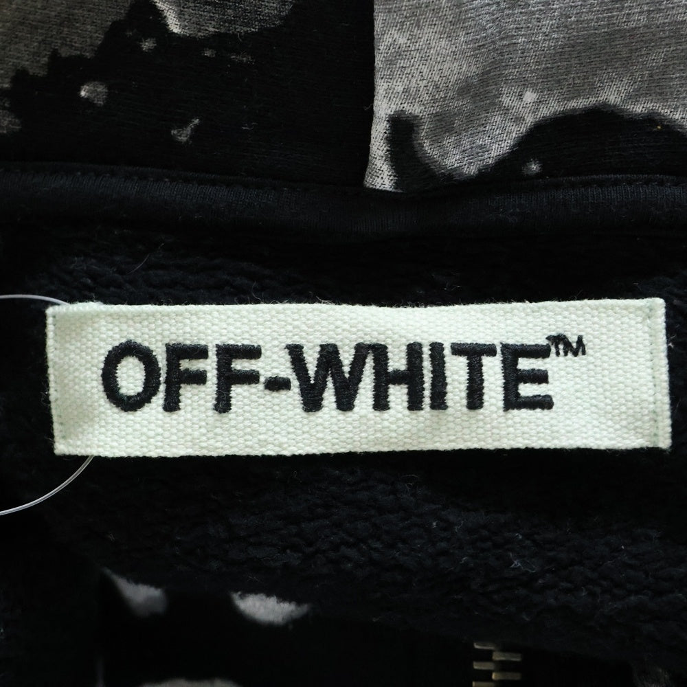 OFF-WHITE(オフホワイト) 16AW WHITE LIQUID SPOTS HOODIE ホワイトリキッドスポッツフーディー ジップアップ パーカー ブラック