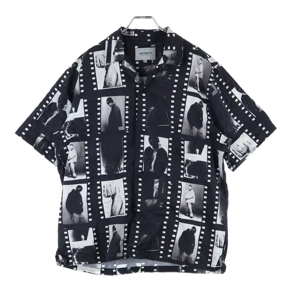 CARHARTT(カーハート) S/S Photo Strip Shirt フォトプリント オープンカラー半袖シャツ ブラック