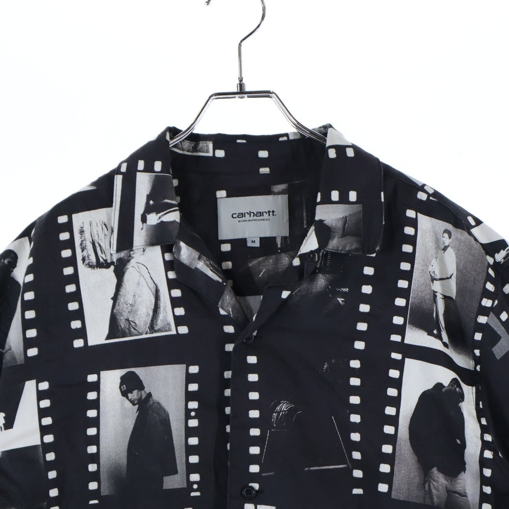 CARHARTT(カーハート) S/S Photo Strip Shirt フォトプリント オープンカラー半袖シャツ ブラック