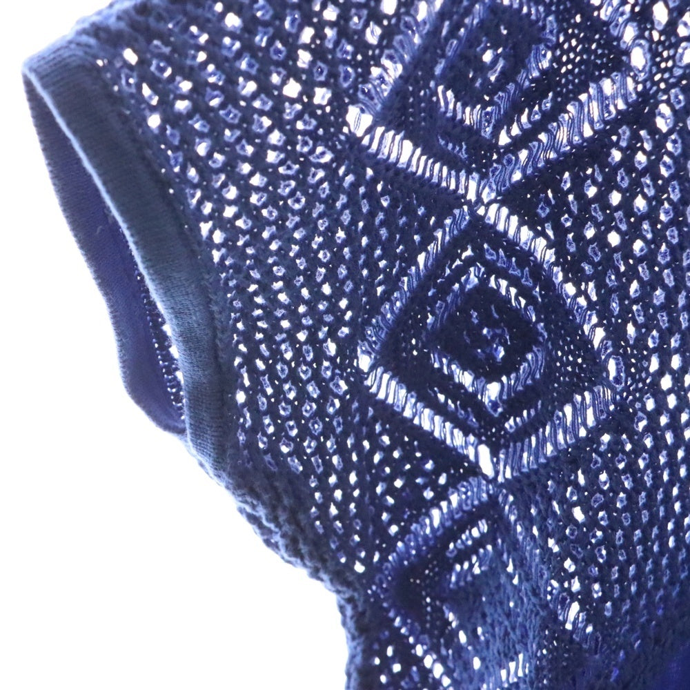 NO BRAND(ノーブランド) COMPTOIR DES COTONNIERS メッシュ切り替え ワンピース ブルー レディース