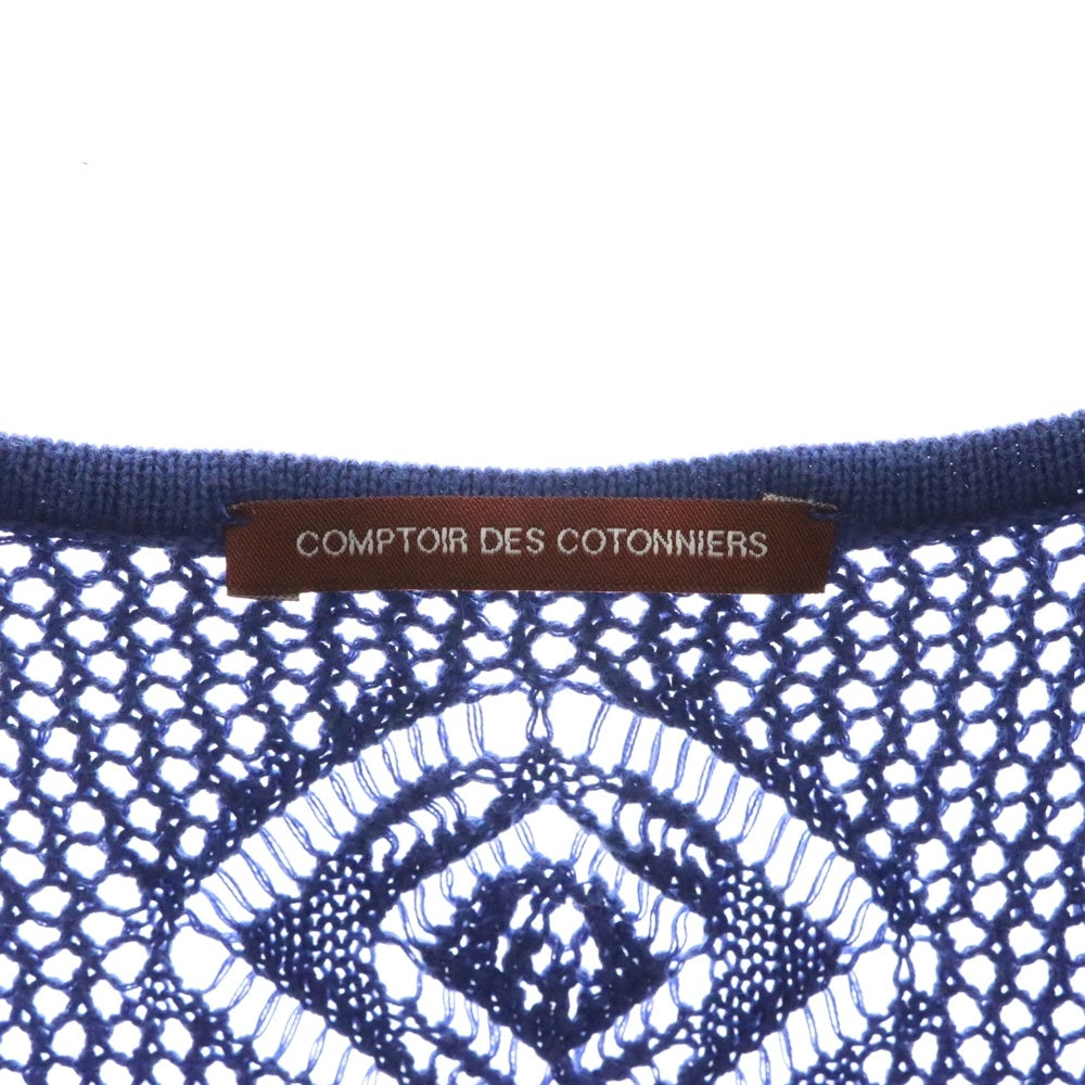 NO BRAND(ノーブランド) COMPTOIR DES COTONNIERS メッシュ切り替え ワンピース ブルー レディース