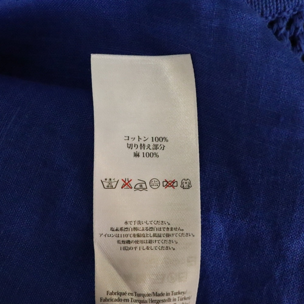 NO BRAND(ノーブランド) COMPTOIR DES COTONNIERS メッシュ切り替え ワンピース ブルー レディース