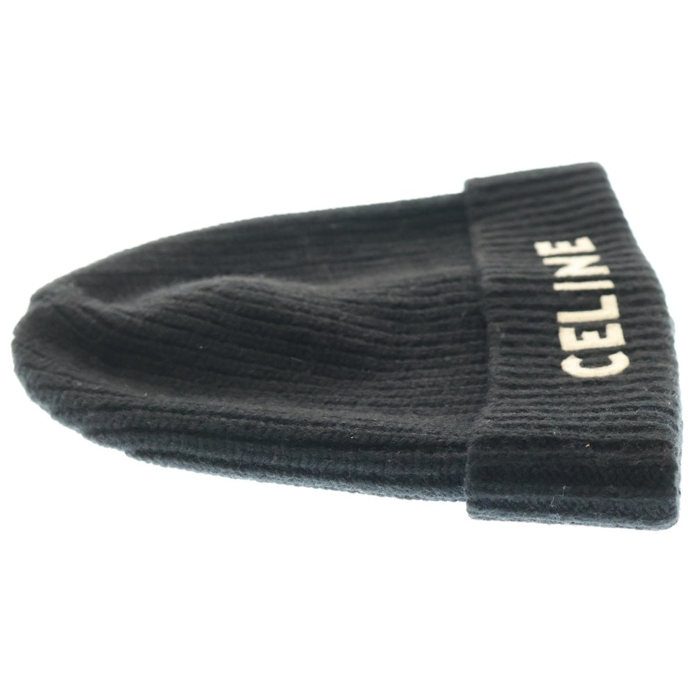 CELINE(セリーヌ) ロゴワッペン付き ニットキャップ ウール ブラック