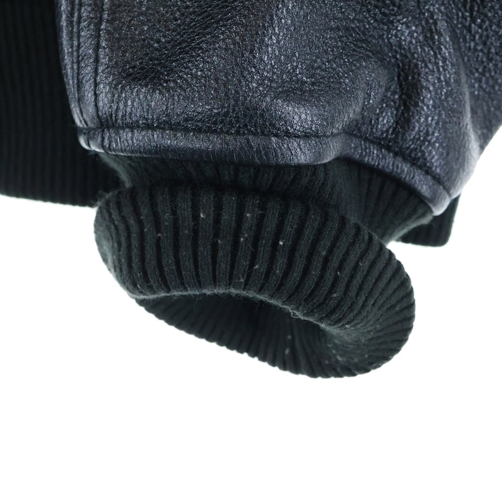 SUPREME(シュプリーム) 22SS Silver Surfer Leather Varsity Jacket フロントロゴ ジップアップ バーシティジャケット ブラック