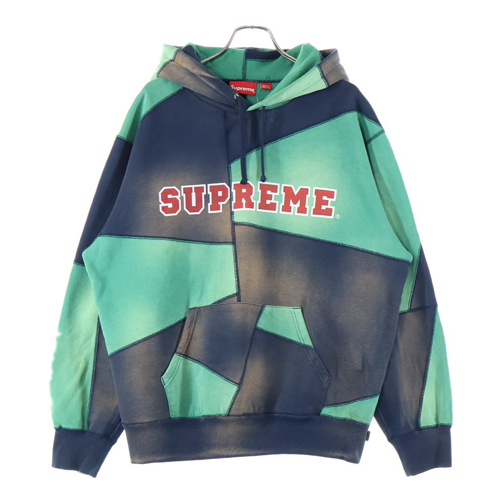 SUPREME(シュプリーム) 20AW Patchwork Hooded Sweatshirt パッチワーク フロントロゴ フーディプルオーバーパーカー ブラック/グリーン