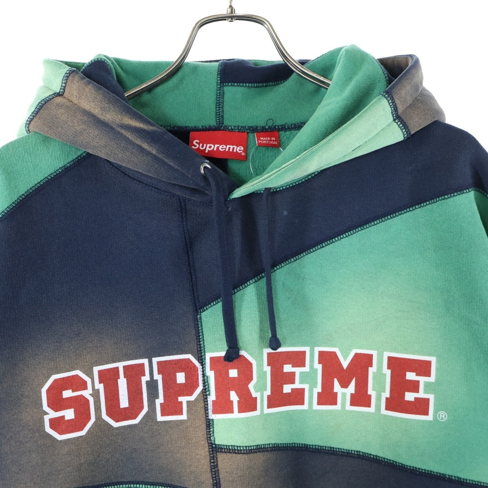 SUPREME(シュプリーム) 20AW Patchwork Hooded Sweatshirt パッチワーク フロントロゴ フーディプルオーバーパーカー ブラック/グリーン