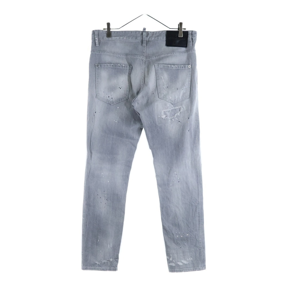DSQUARED2(ディースクエアード) ライトストーン付き ダメージデニムパンツ グレー S74LB1244 S30260