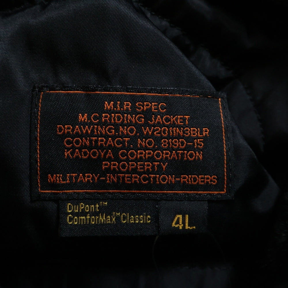 KADOYA(カドヤ) M.I.R SPEC N-3R ファーフード ミリタリー レザージャケット ブラック