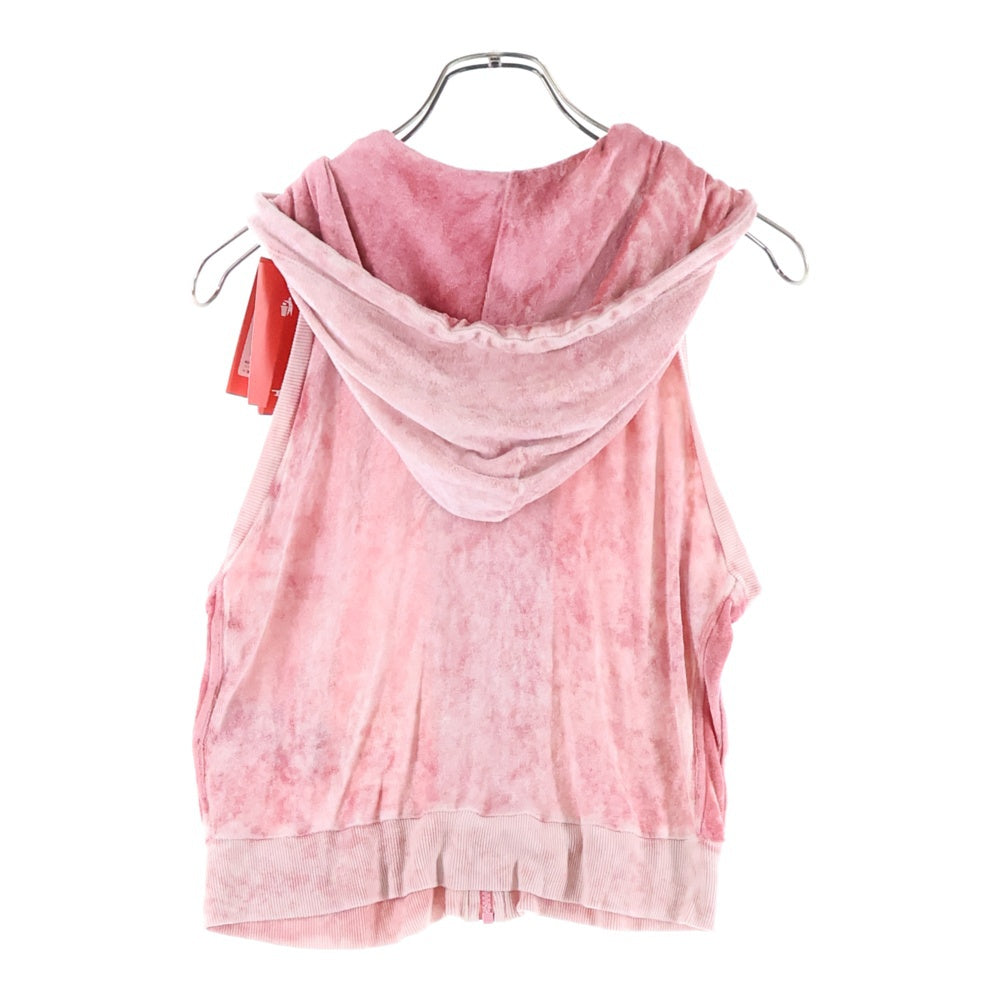 DIESEL(ディーゼル) T-CRITY-N1 ビジューロゴ ベロア フード付き ジップアップ ノースリーブ パーカー ピンク A12135 0KKAL レディース