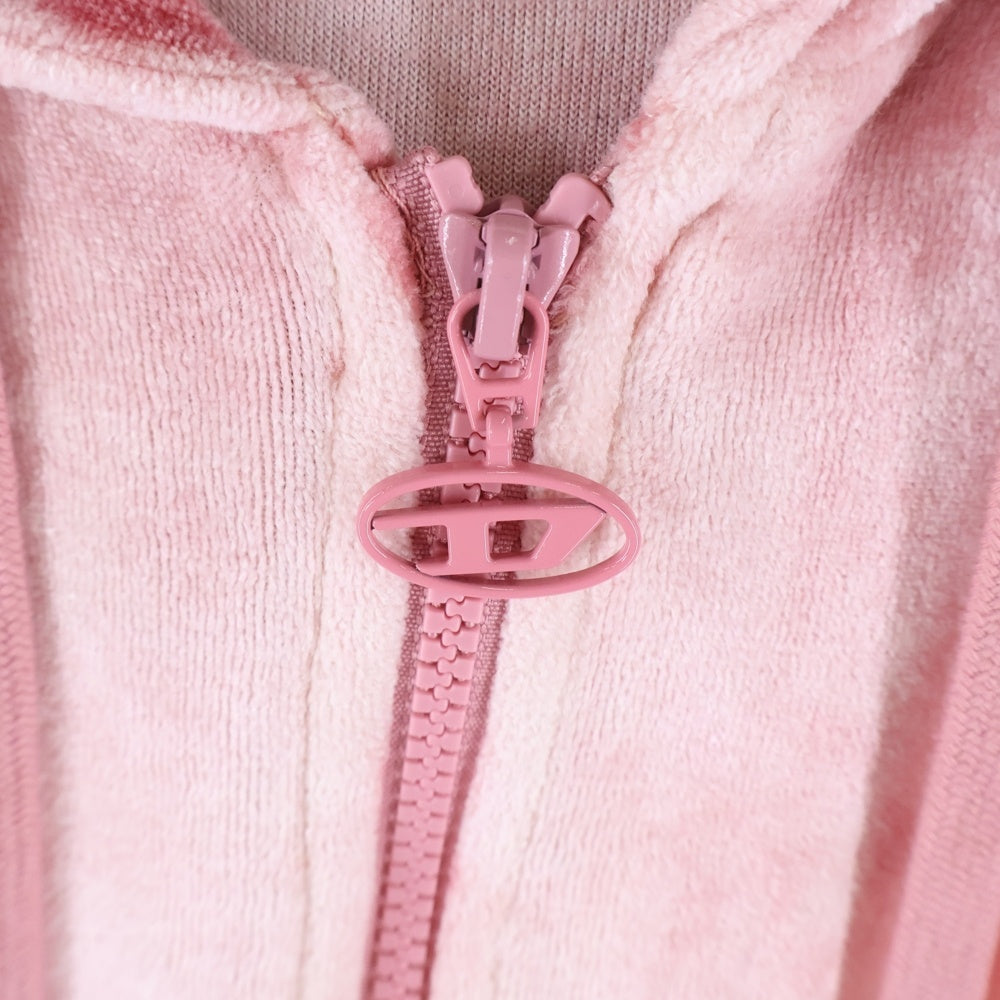 DIESEL(ディーゼル) T-CRITY-N1 ビジューロゴ ベロア フード付き ジップアップ ノースリーブ パーカー ピンク A12135 0KKAL レディース