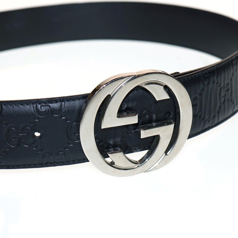 GUCCI(グッチ) GGロゴ インンターロッキング シマ レザー ブラック 411924