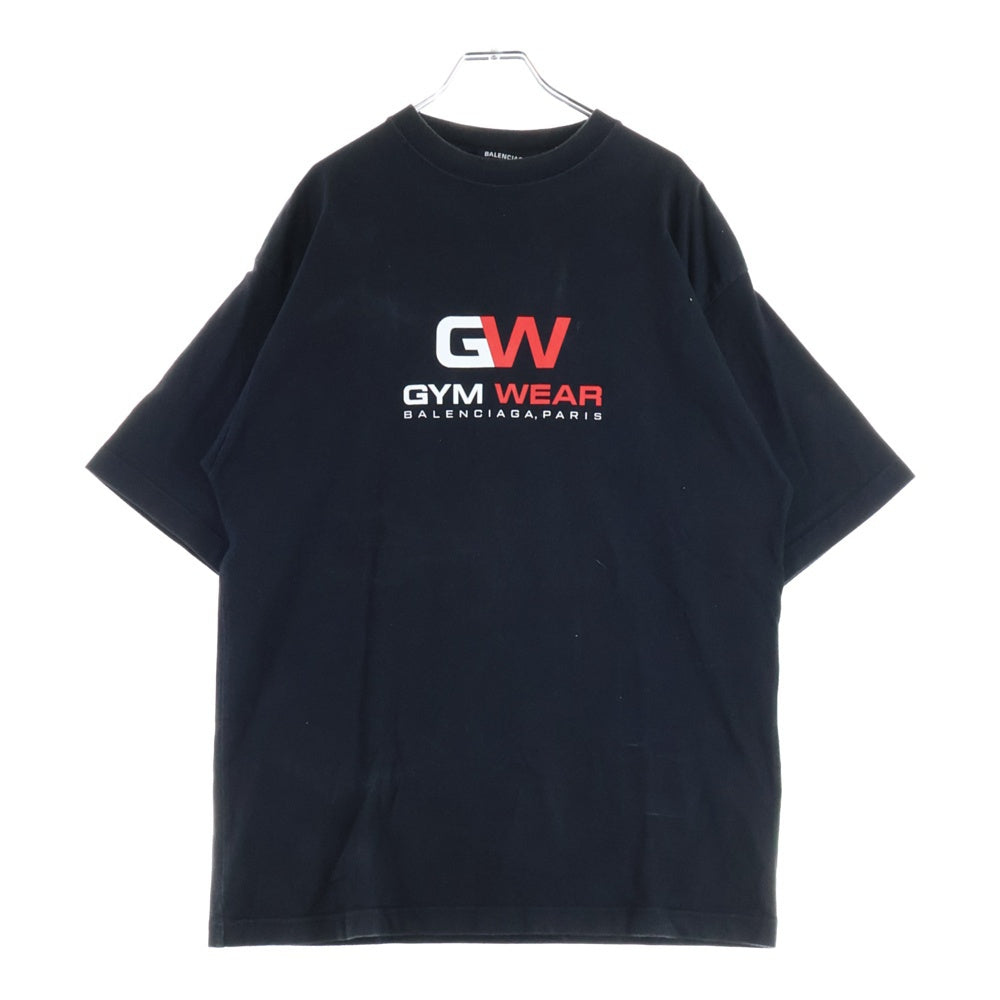 BALENCIAGA(バレンシアガ) 20SS GYM WEAR ジム ウェアー ロゴプリント クルーネック 半袖Tシャツ カットソー ブラック HT87 620969 TIVD5 100