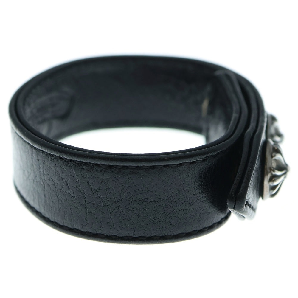 CHROME HEARTS(クロムハーツ) 3BTN 2SNP クロスボール 3ボタン2スナップ レザーブレスレット ブラック/シルバー BCA123