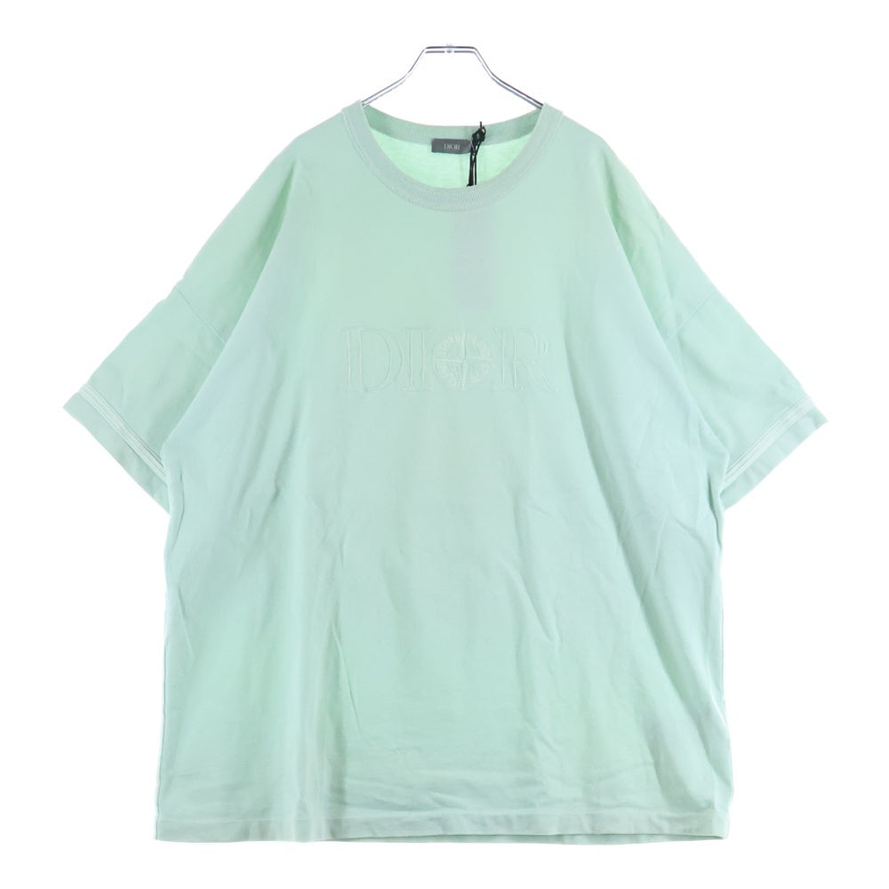 Dior HOMME(ディオールオム) × STONE ISLAND 24AW ロゴ刺繍 クルーネック半袖Tシャツ 493J638A0554 グリーン