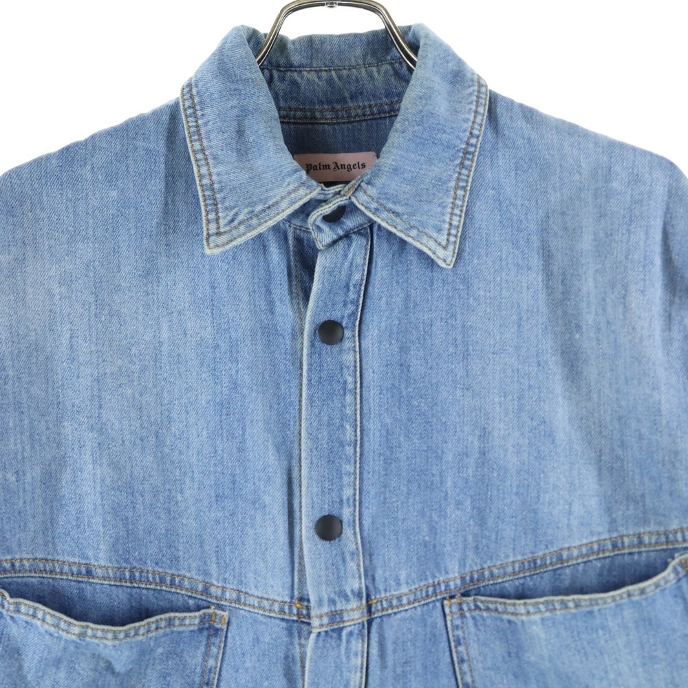 Palm Angels(パームエンジェルス) ロゴバックプリント デニムシャツ インディゴ PMYD002F18418005