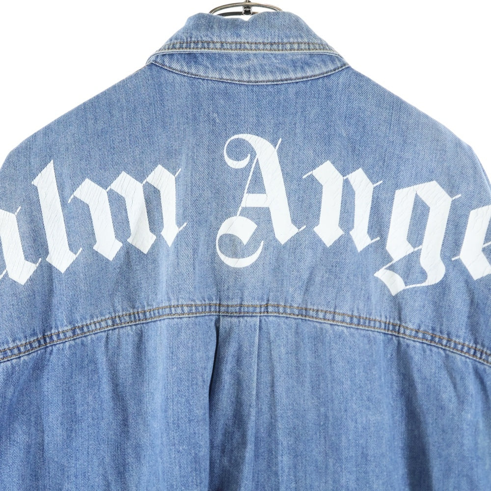 Palm Angels(パームエンジェルス) ロゴバックプリント デニムシャツ インディゴ PMYD002F18418005