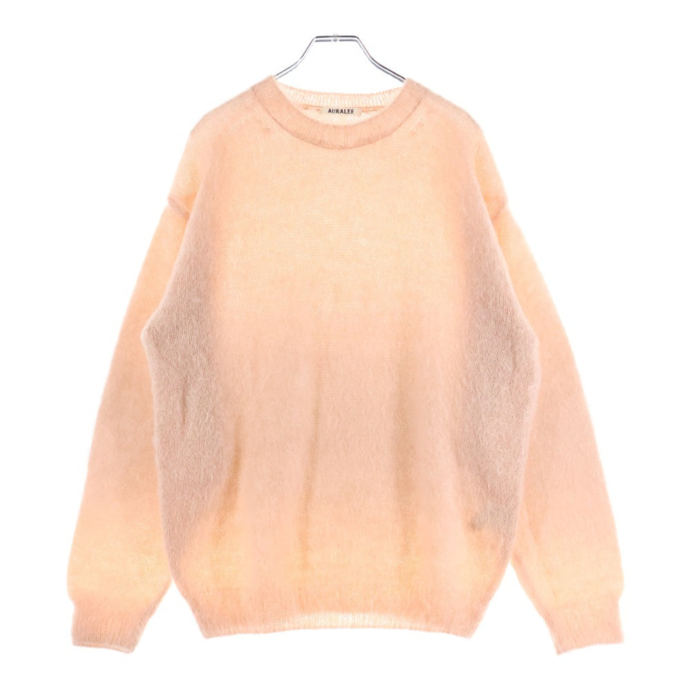 AURALEE(オーラリー) モヘヤ クルーネック ニットセーター ピンク A24AP05KM