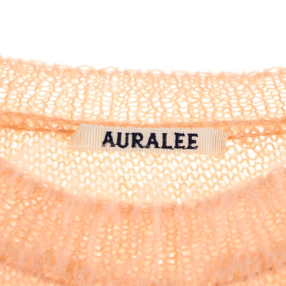 AURALEE(オーラリー) モヘヤ クルーネック ニットセーター ピンク A24AP05KM