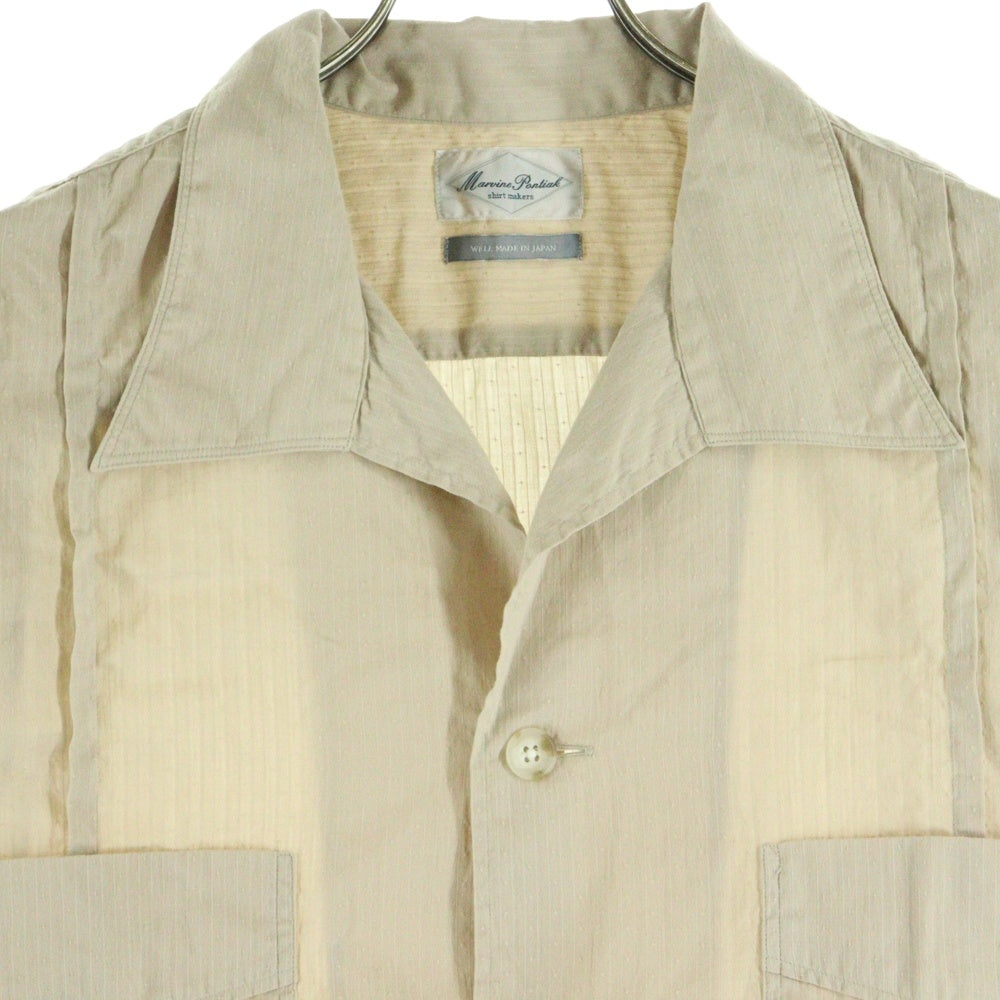 Marvine Pontiak shirt makers(マーヴィンポンティアックシャツメイカーズ) Bubbly SH フロントポケット 半袖シャツ ベージュ MPSM-2204S