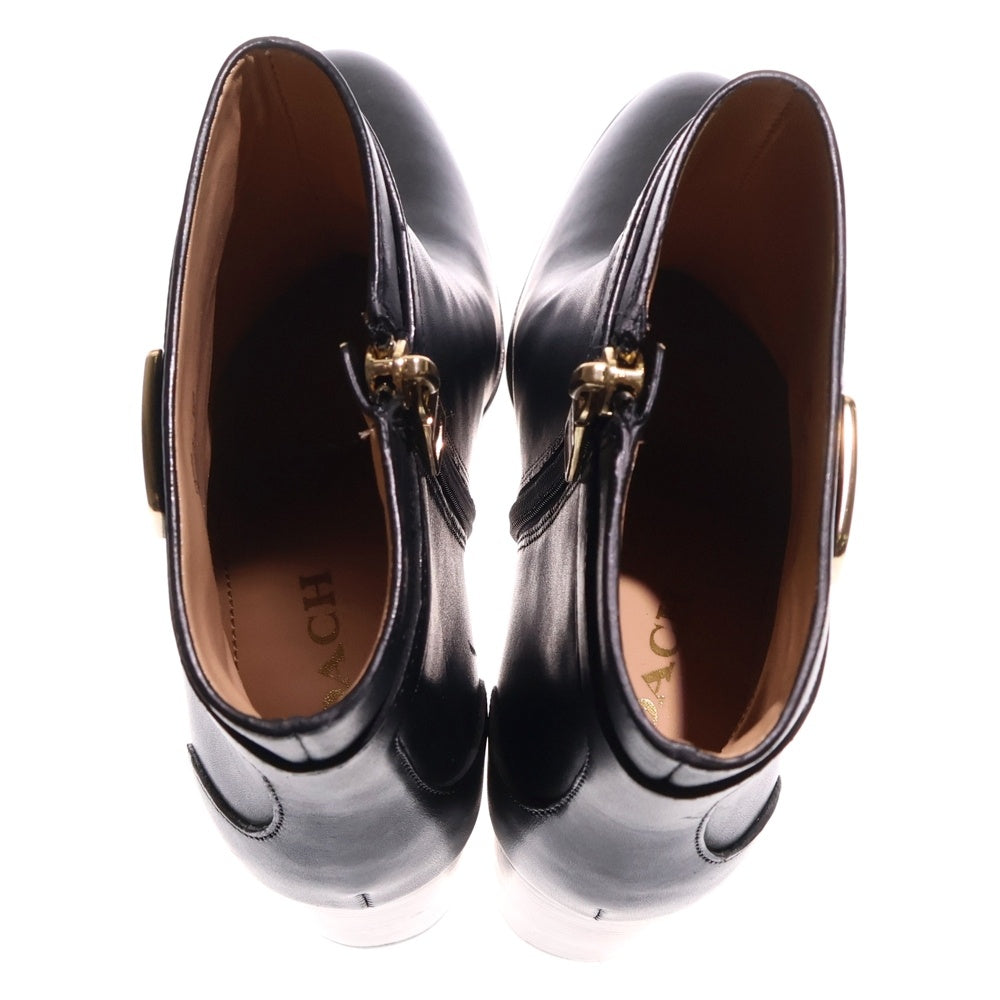 COACH(コーチ) ロゴプレート オリバー ブーティ ショート ブーツ ブラック レディース