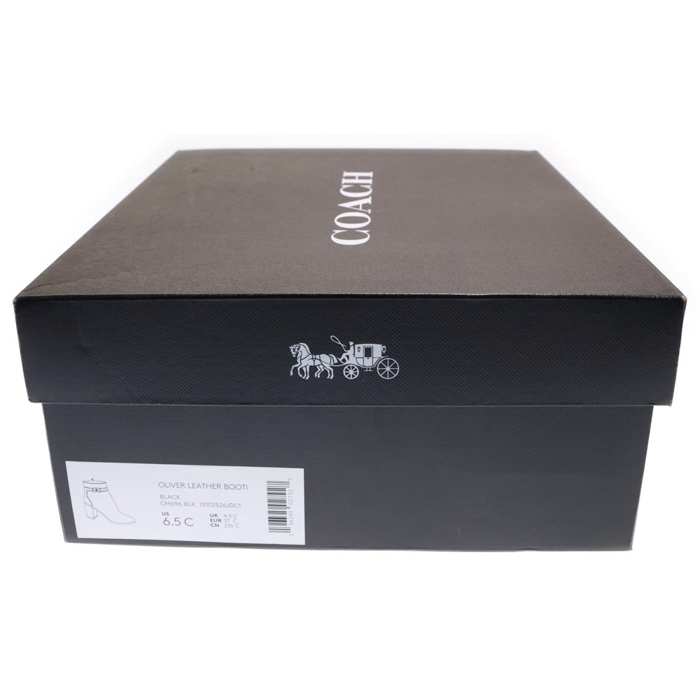 COACH(コーチ) ロゴプレート オリバー ブーティ ショート ブーツ ブラック レディース