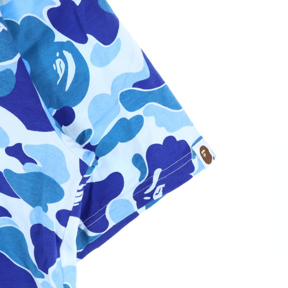 A BATHING APE(アベイシングエイプ) ロゴプリント カモ柄 クルーネック半袖Tシャツ ブルー