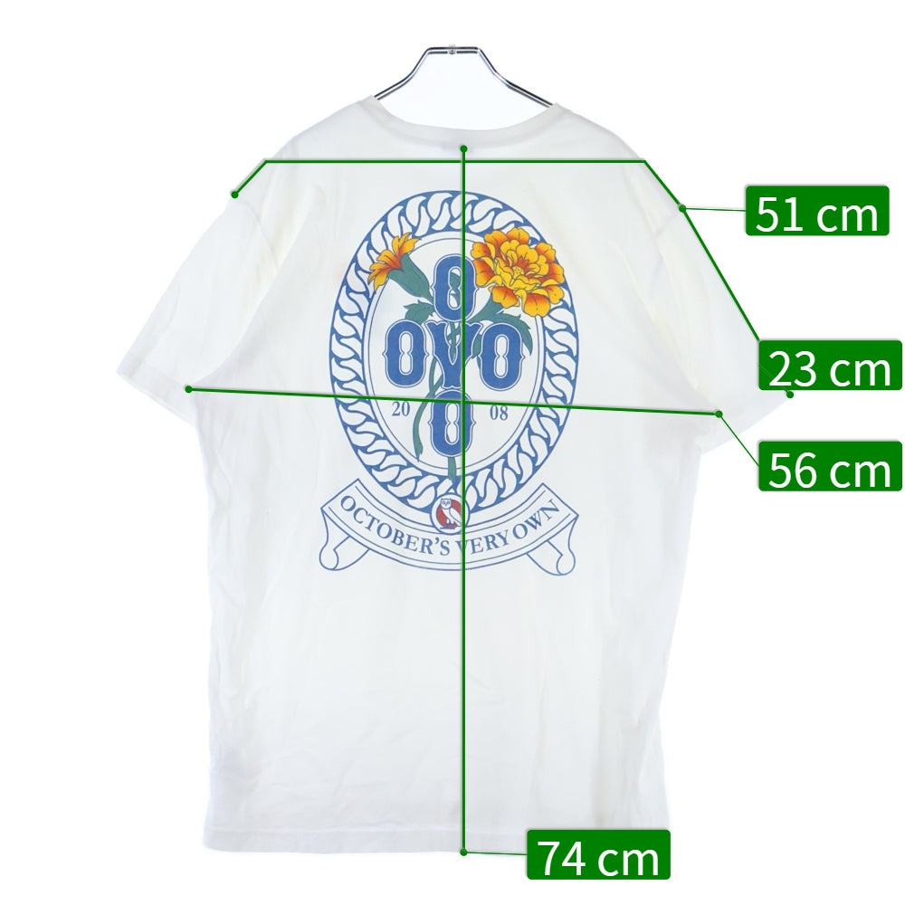 October's Very Own(オクトーバーズベリーオウン) OVO Marigold Crest T-shirt ロゴプリント クルーネックTシャツ ホワイト