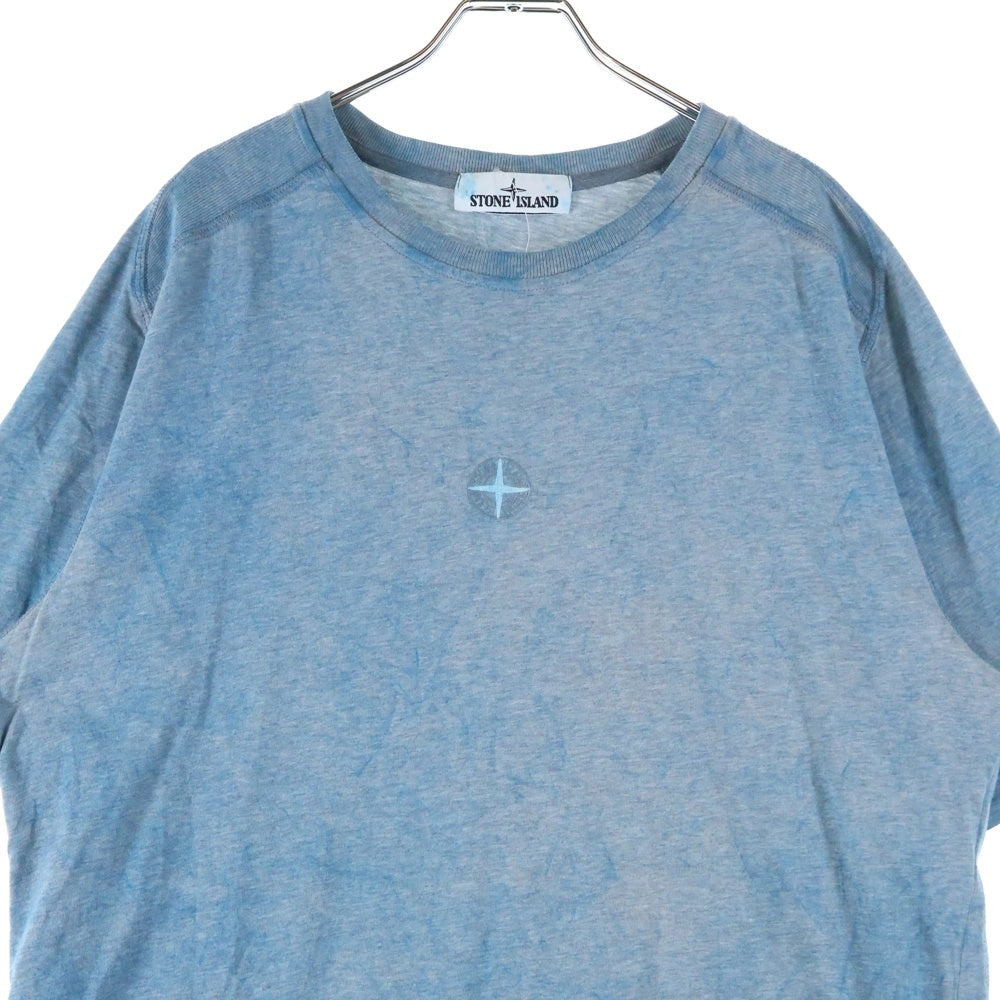 STONE ISLAND(ストーンアイランド) オーバーダイ フロントロゴ クルーネック半袖Tシャツ カットソー 741522993 ブルー