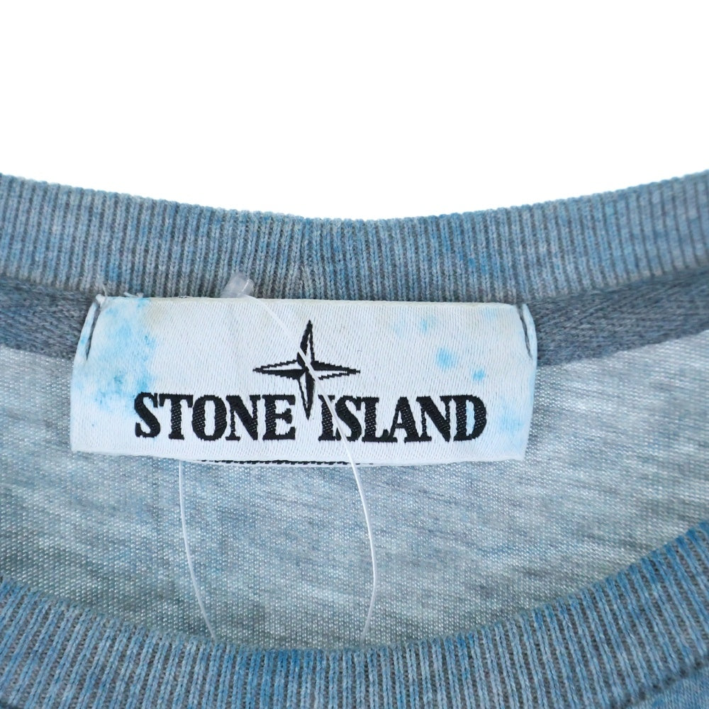 STONE ISLAND(ストーンアイランド) オーバーダイ フロントロゴ クルーネック半袖Tシャツ カットソー 741522993 ブルー