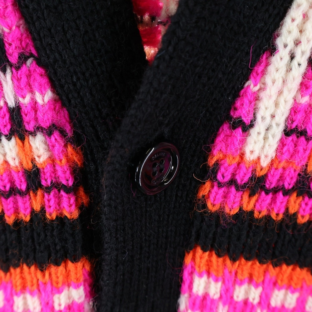 CELINE(セリーヌ) 23SS ロゴスキージャ カードウール オーバーサイズVネックカーディガン ピンク/ブラック 2AC91579S